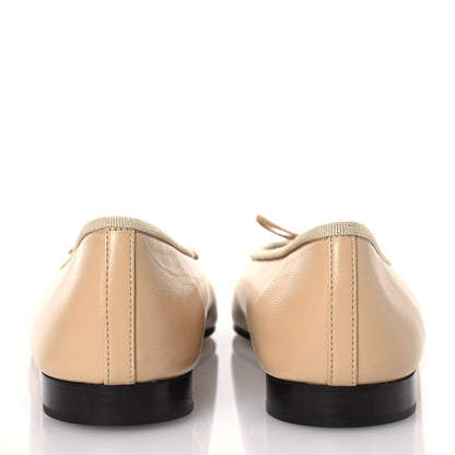 Chanel Lambskin Cap Toe CC Ballerina Flats 39 Beige Black 5 of 11