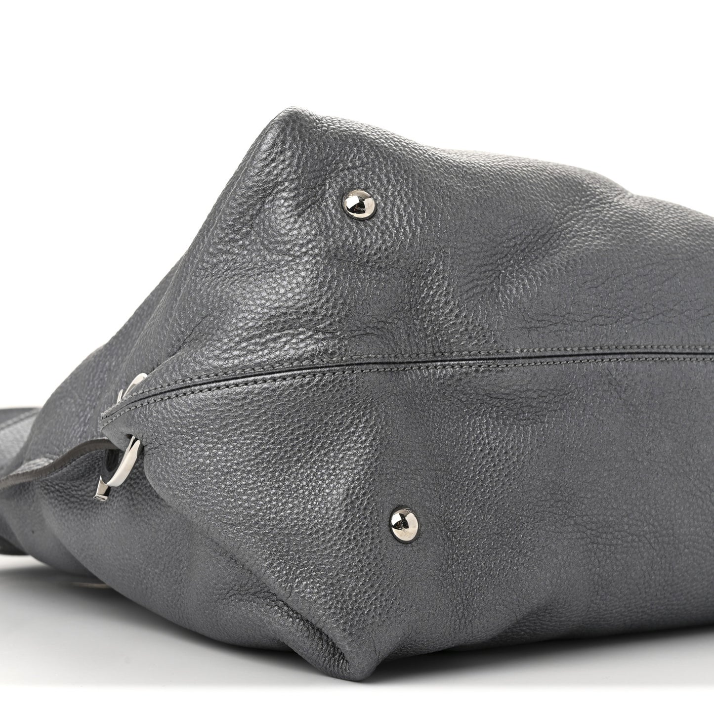 Grained Calfskin Large Sofia Convertible Tote Acciaio