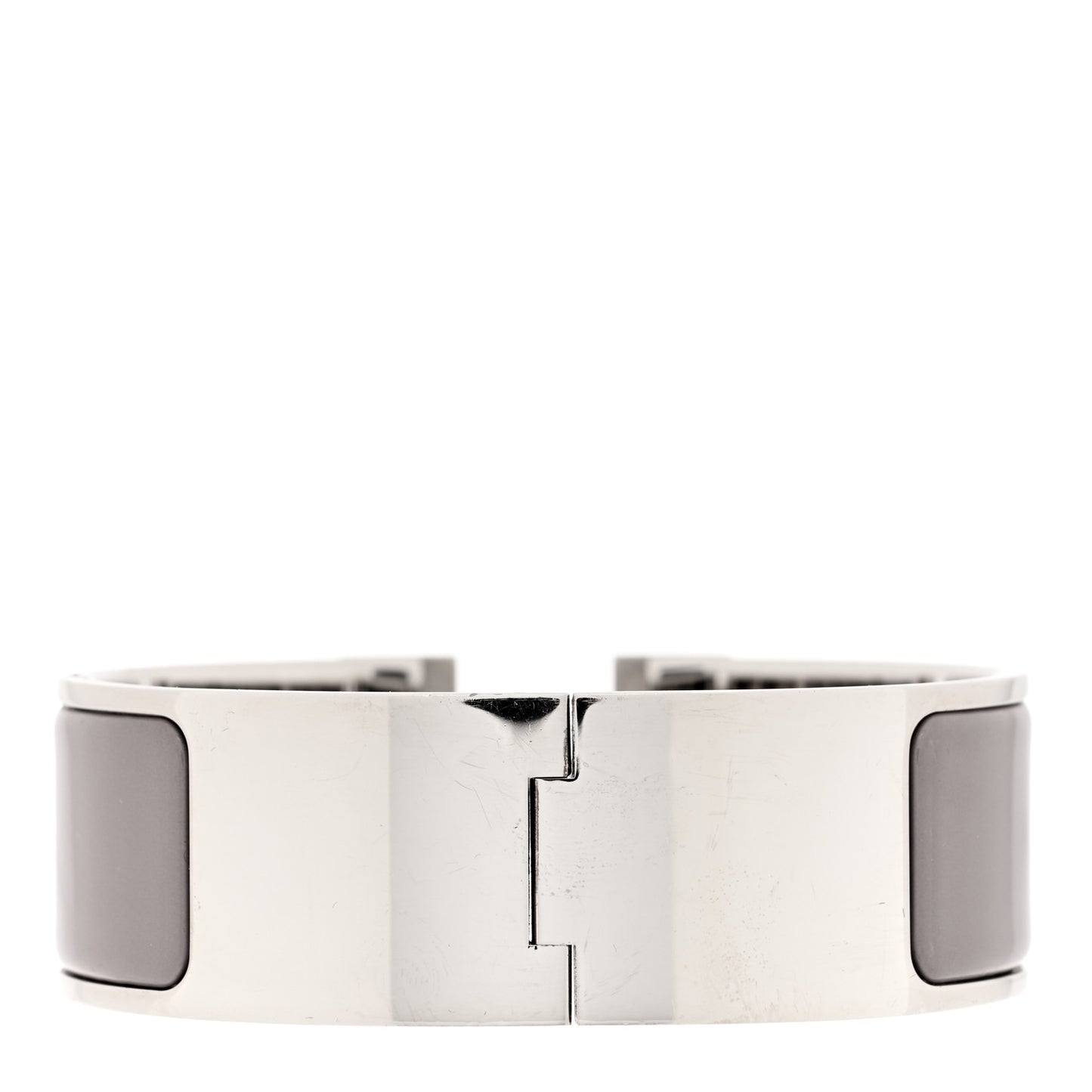 Enamel Wide Clic Clac H Bracelet PM Etoupe White
