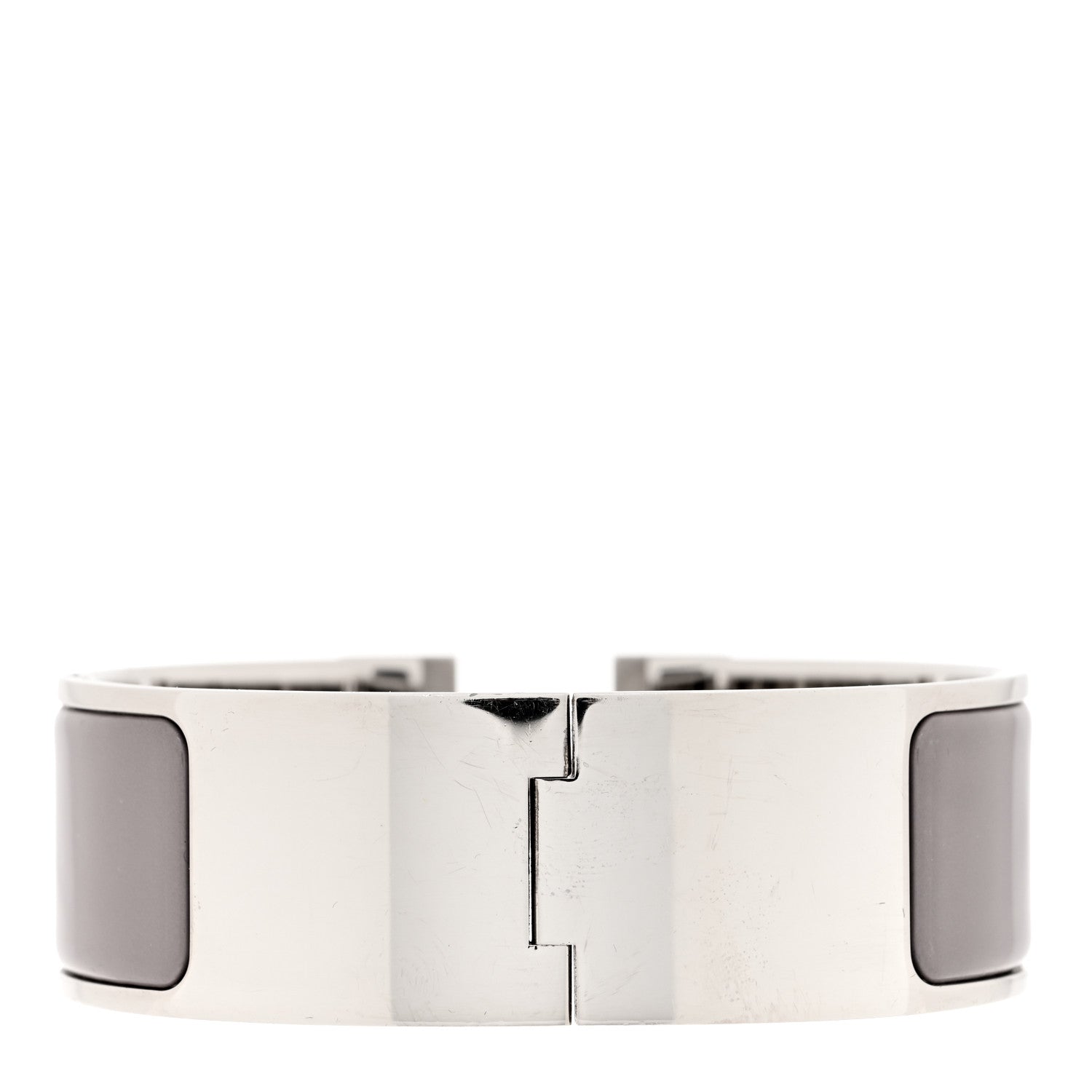 Hermes Enamel Wide Clic Clac H Bracelet PM Etoupe White 3 of 5