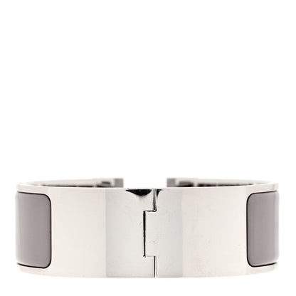 Hermes Enamel Wide Clic Clac H Bracelet PM Etoupe White 3 of 5