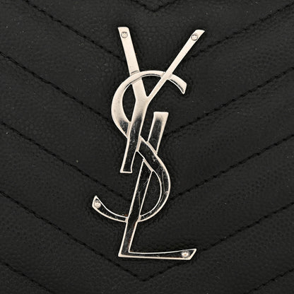 Saint Laurent Grain De Poudre Matelasse Chevron Monogram Zip Around Wallet Black 10 of 11