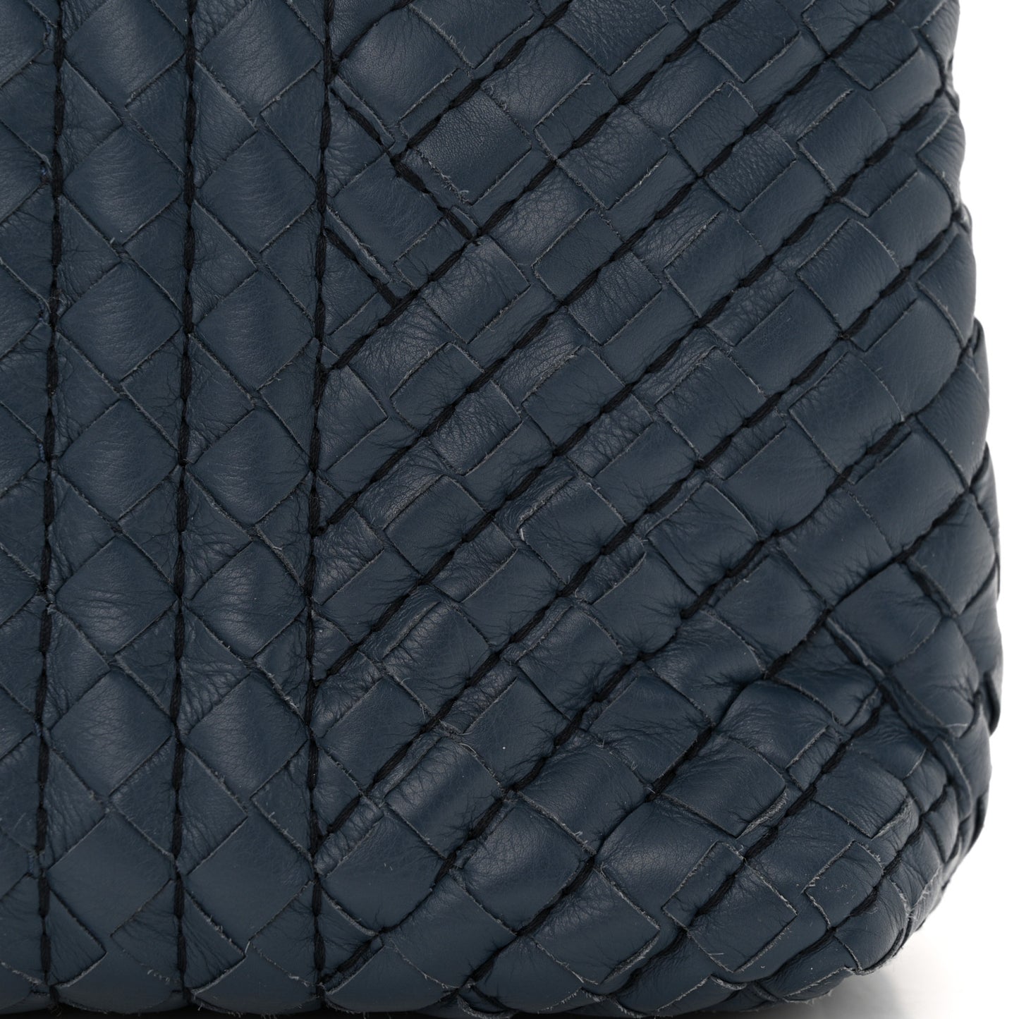 Lambskin Intrecciato Boutis Medium Tote Dark Denim