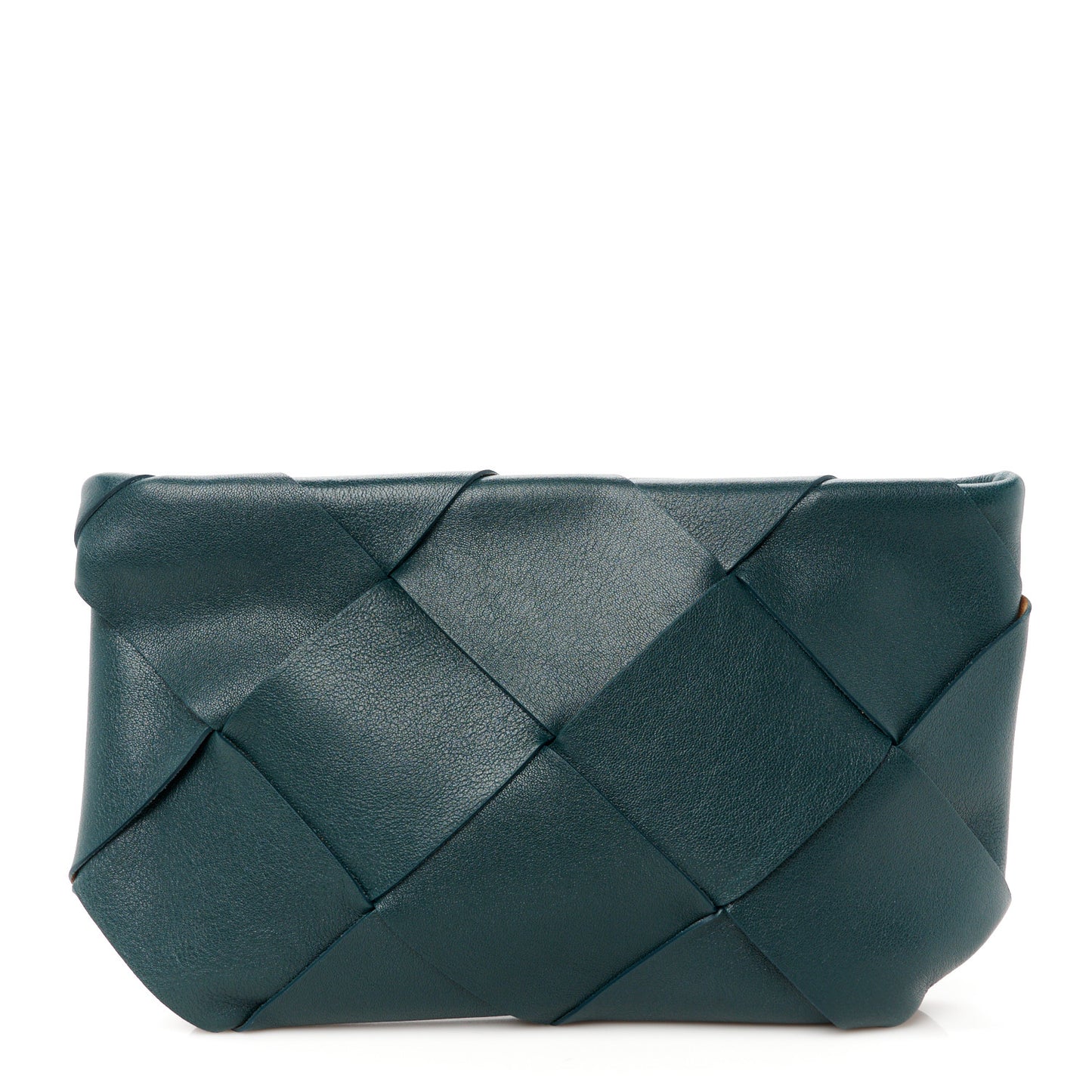 Nappa Maxi Blown Up Intrecciato Pouch Clutch Raintree