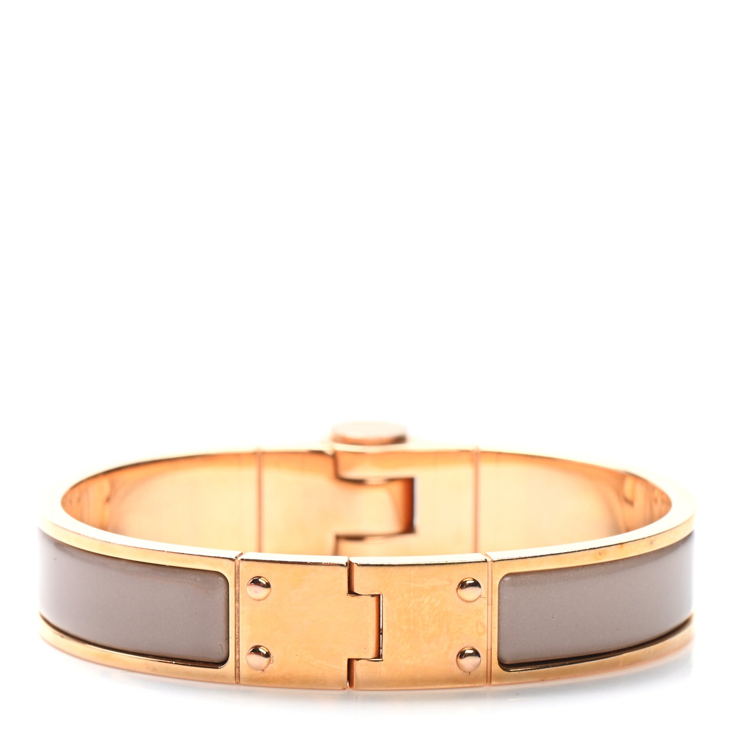 Enamel Charniere Uni Narrow Hinged Bracelet S Marron Glace