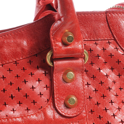 Balenciaga Agneau Cross Perforated City Ruby Red 5 of 38