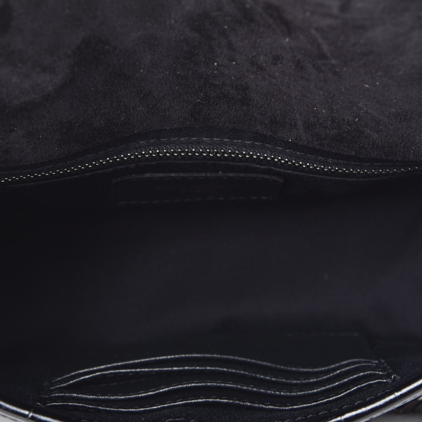 Crocodile Embossed Lambskin Matelasse Monogram Niki Chain Wallet Black