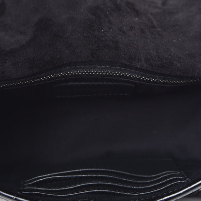 Saint Laurent Crocodile Embossed Lambskin Matelasse Monogram Niki Chain Wallet Black 5 of 9