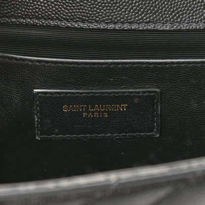 Saint Laurent Grain De Poudre Matelasse Chevron Medium Monogram Satchel Black 7 of 19