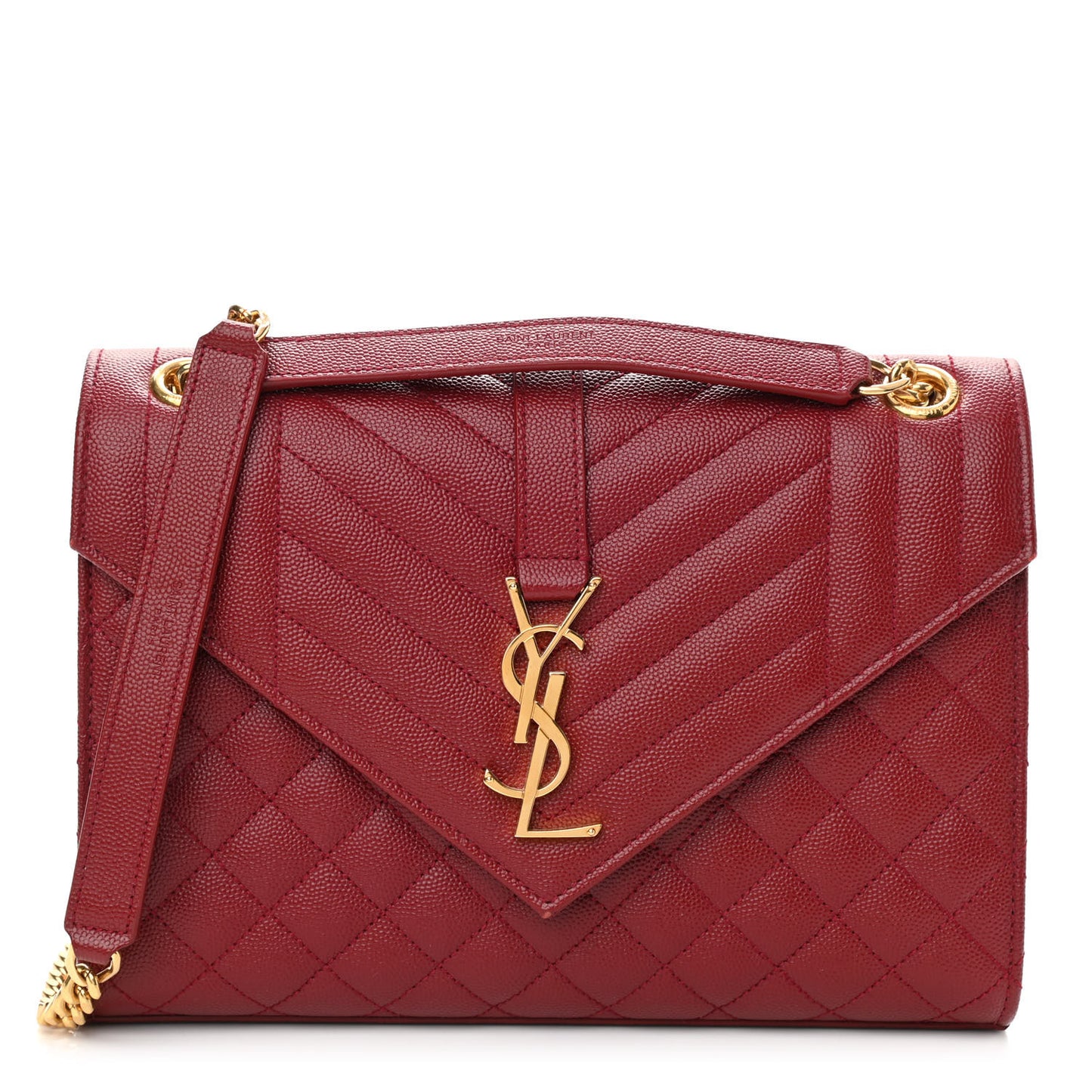 Grain De Poudre Textured Mixed Matelasse Triquilt Medium Monogram Satchel Oxblood