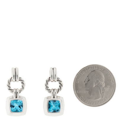 David Yurman Sterling Silver Blue Topaz 7mm Renaissance Drop Earrings 2 of 5