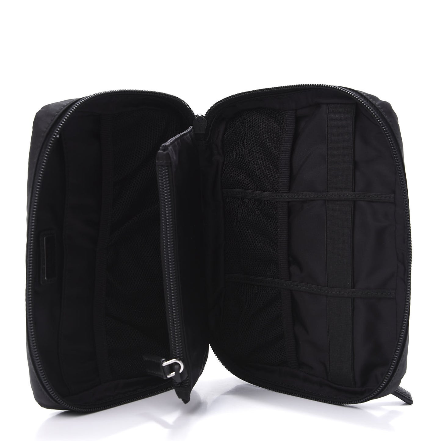 Tessuto Nylon Saffiano Maniglia Pouch Black
