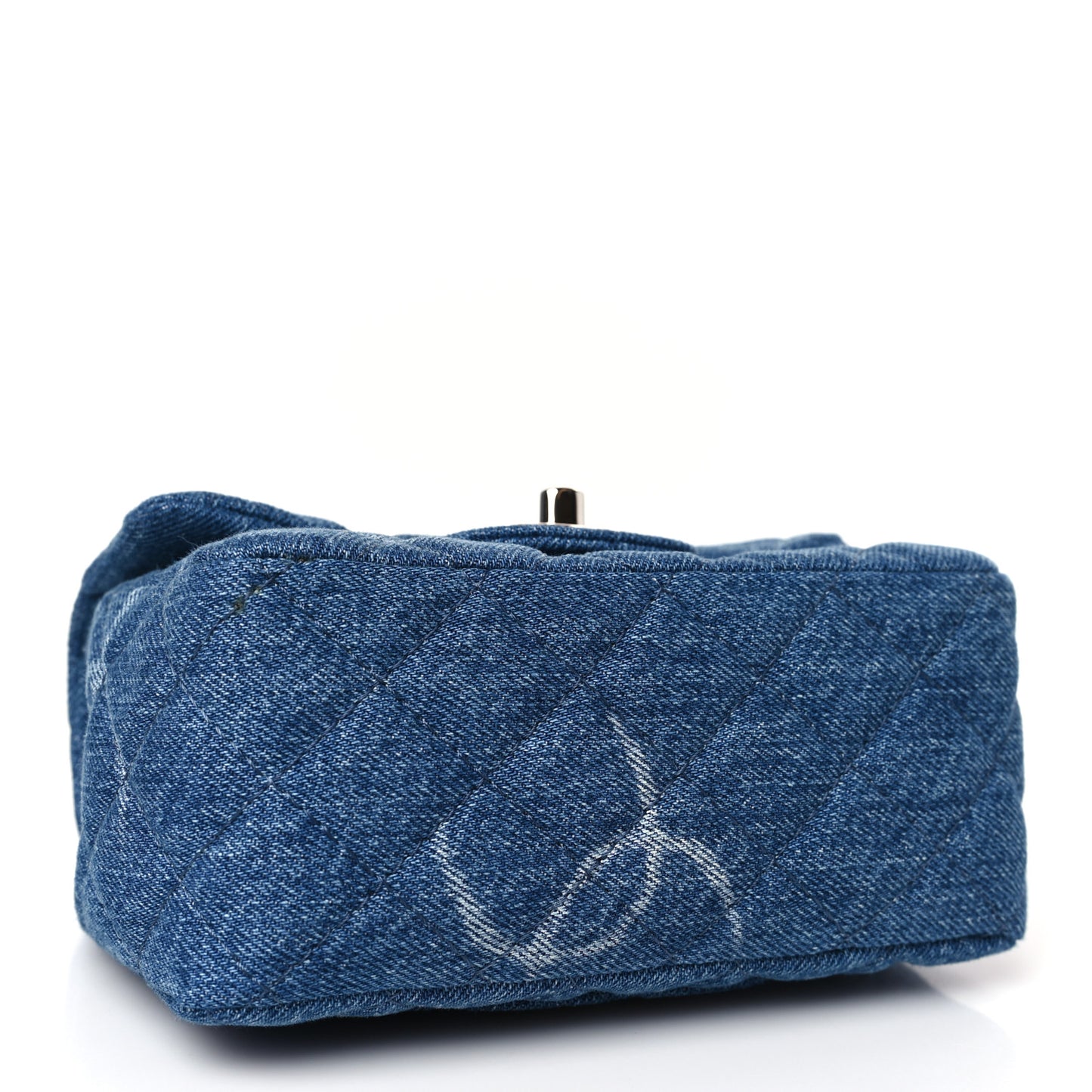 Denim CC Quilted Mini Square Flap Blue