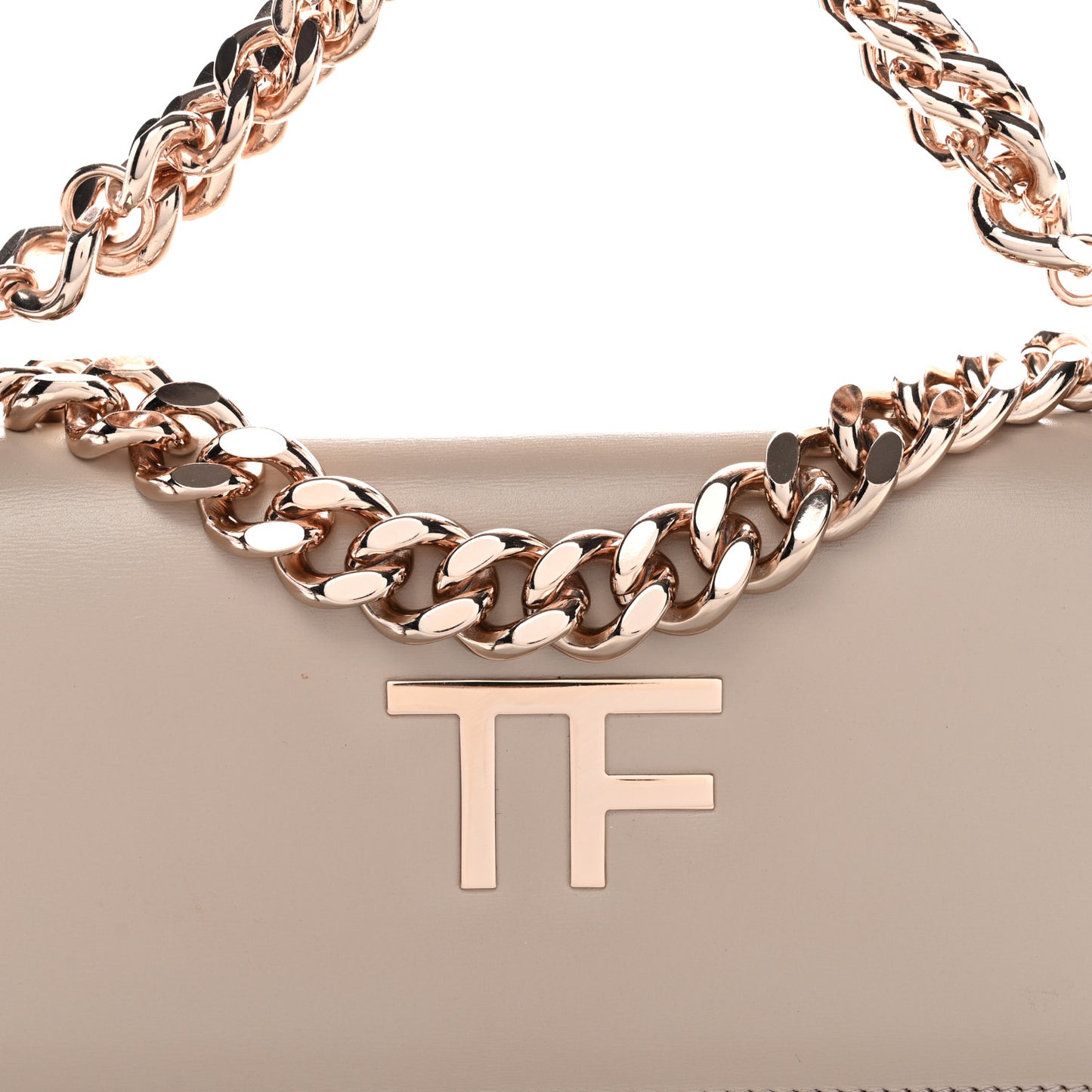 Palmellato Calfskin TF Triple Chain Shoulder Bag Beige