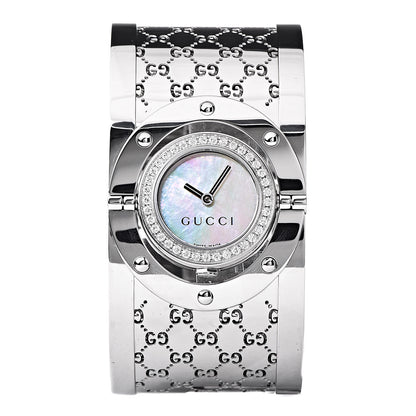 Gucci Stainless Steel Diamond Bezel Mother of Pearl 33mm Twirl Quartz Watch 1 of 7