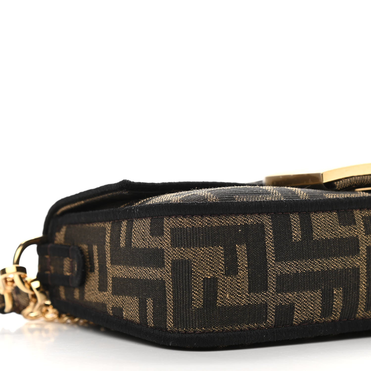 Fendi Fabric Jacquard FF 1974 Mini Baguette Tobacco Moro Black 9 of 10