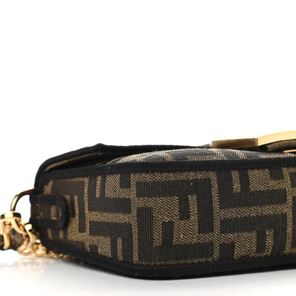 Fendi Fabric Jacquard FF 1974 Mini Baguette Tobacco Moro Black 9 of 10