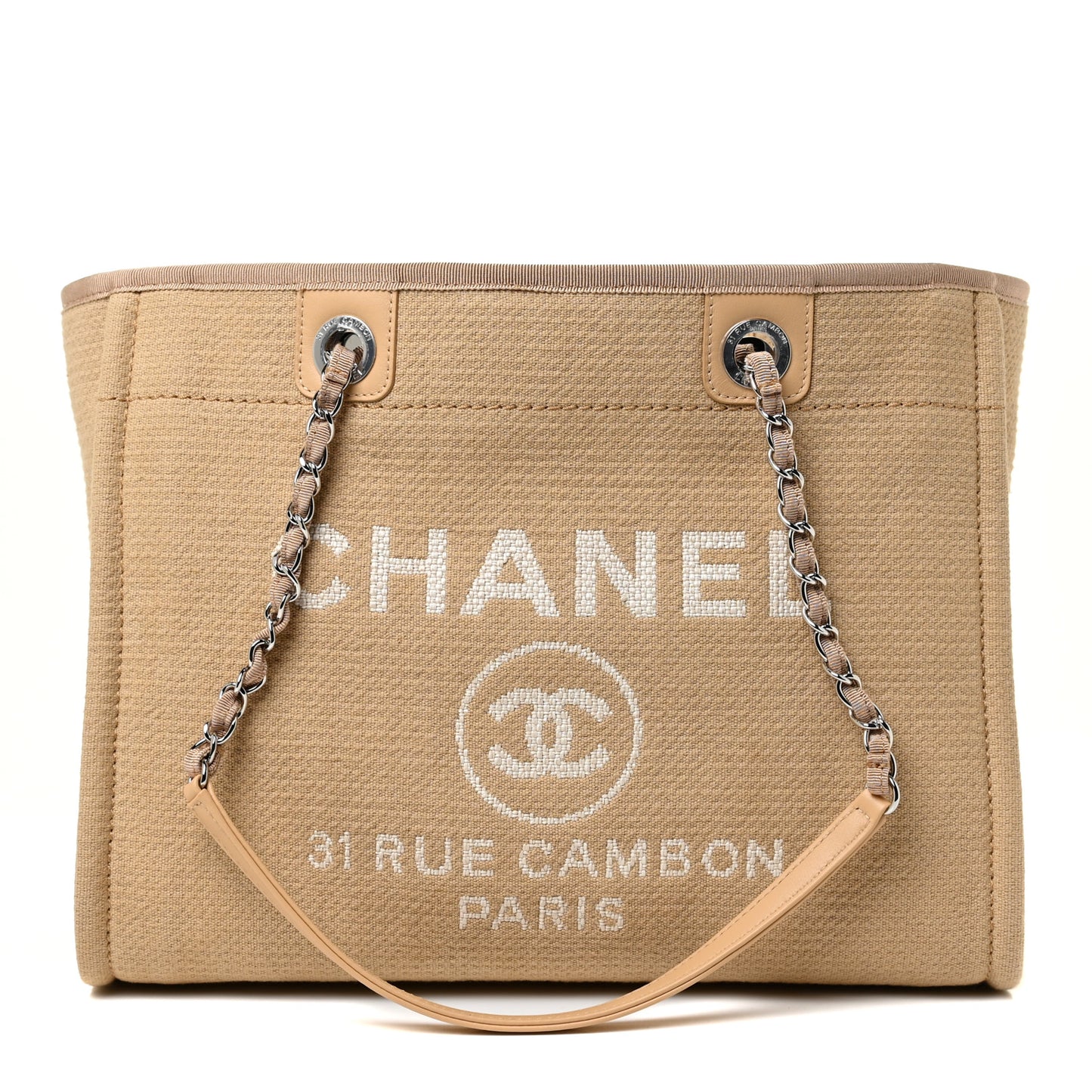 Mixed Fibers Small Deauville Tote Beige