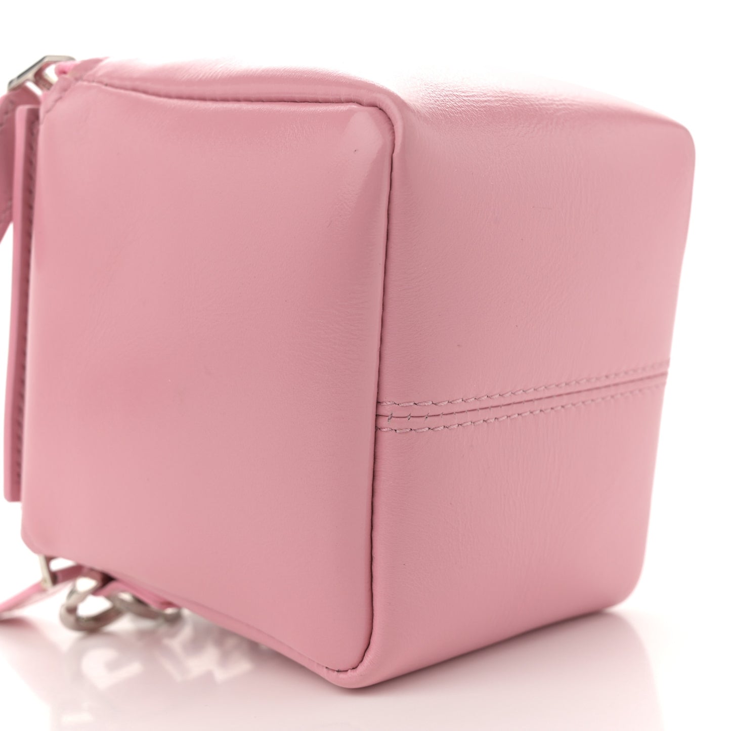 Patent Calfskin Mini Cube Pandora Chain Shoulder Bag Pink