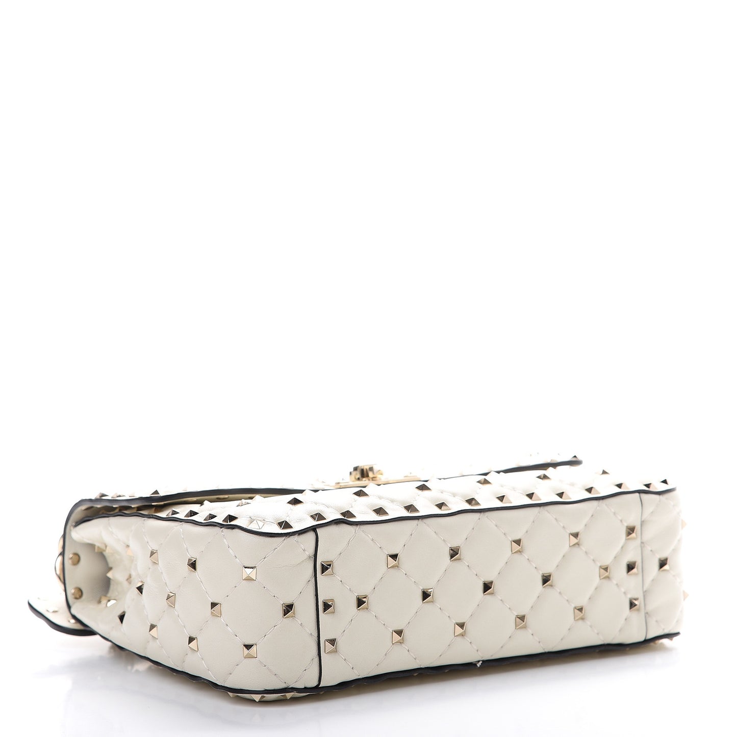 Nappa Medium Rockstud Spike Shoulder Bag White