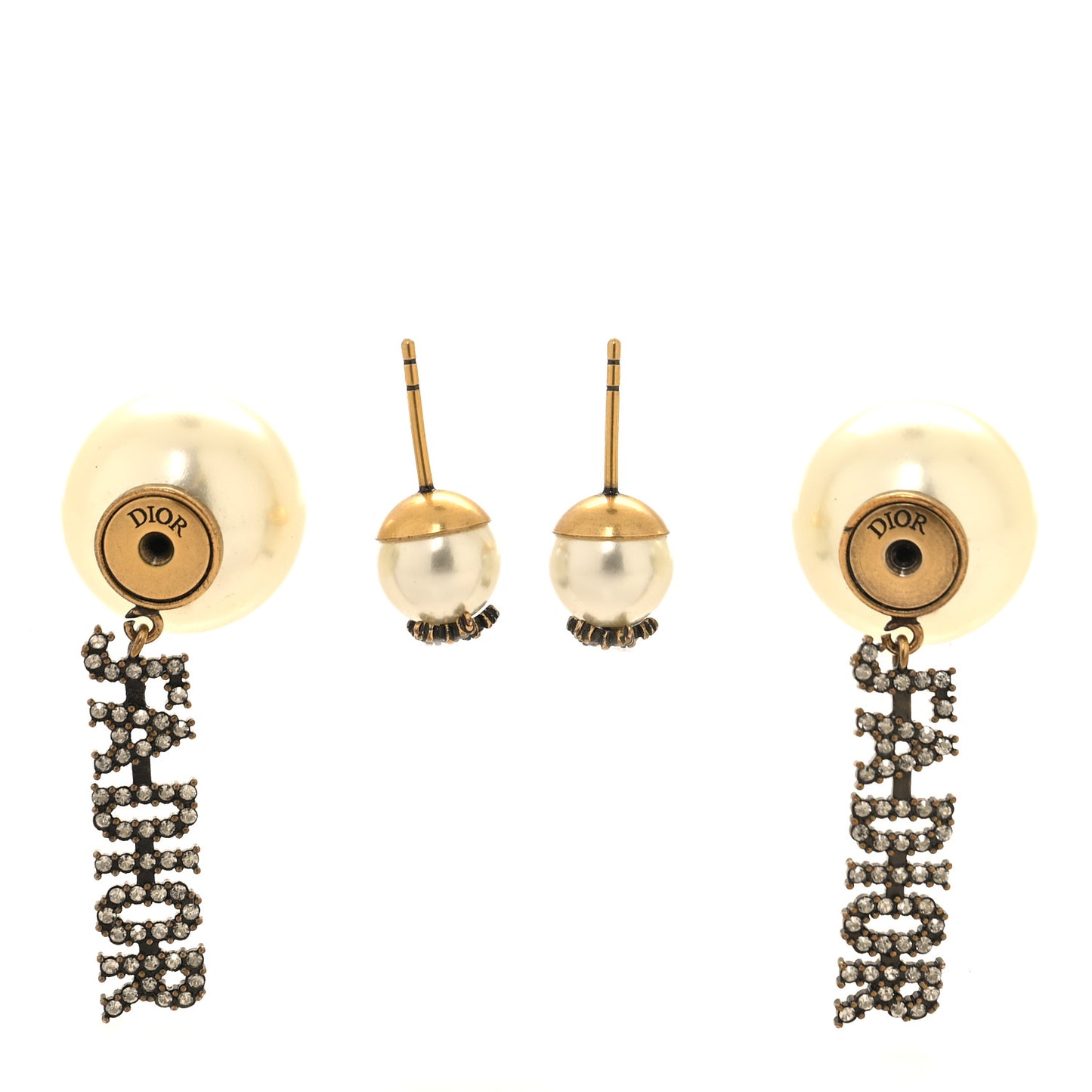 Pearl Crystal J'Adior Tribales Earrings Antique Gold