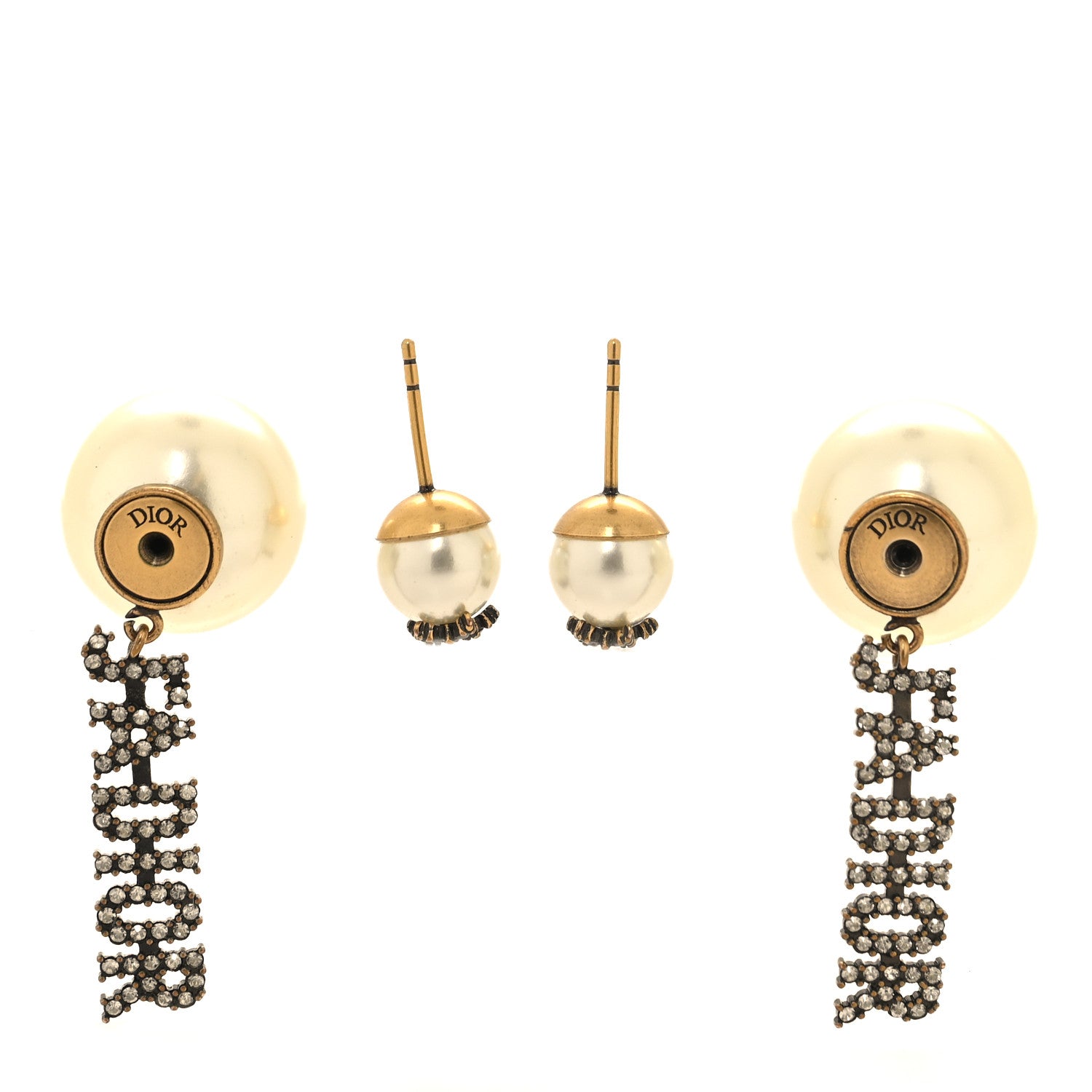 Christian Dior Pearl Crystal J'Adior Tribales Earrings Antique Gold 3 of 5