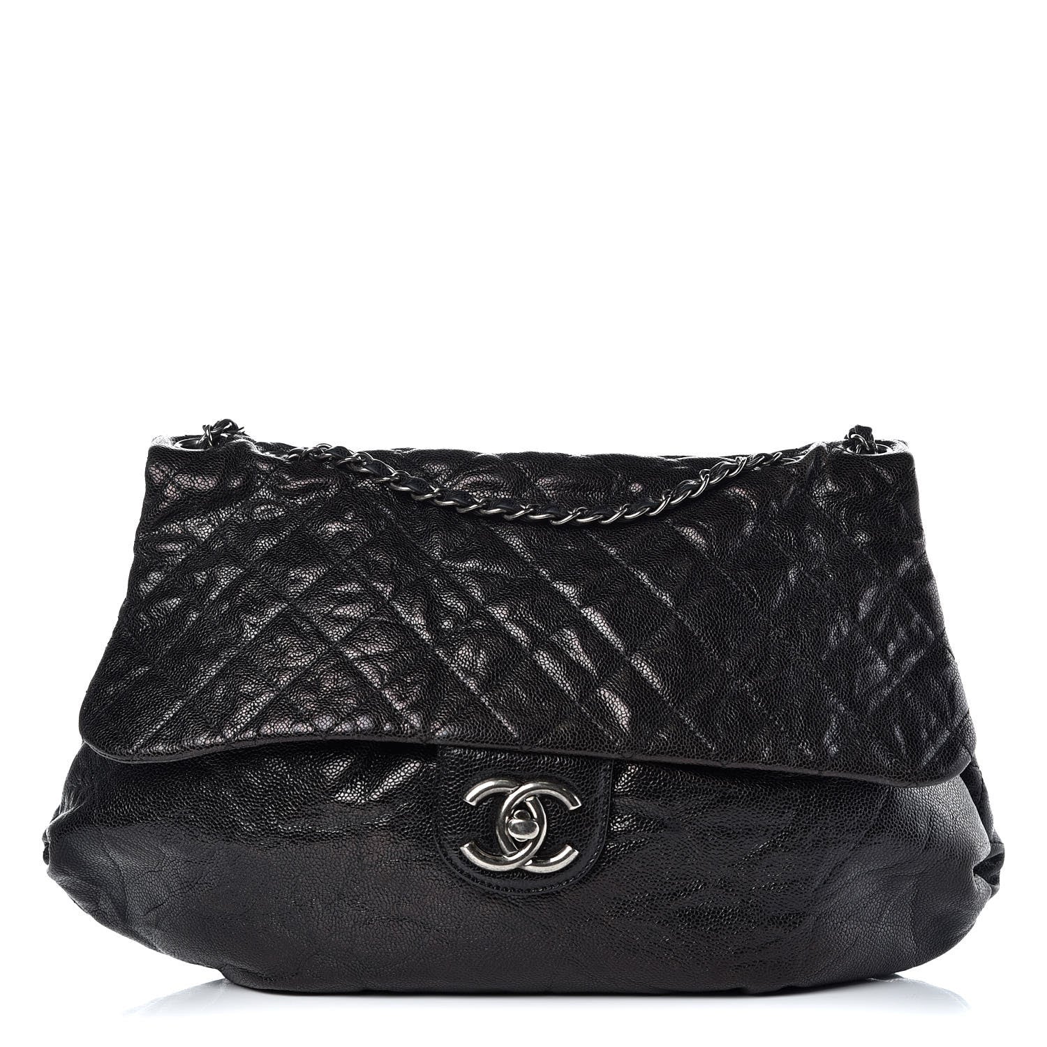 Chanel Crumpled Caviar Quilted Maxi Elastic Flap Black 1 of 15