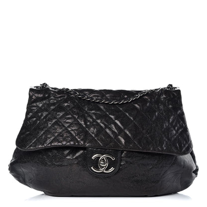 Chanel Crumpled Caviar Quilted Maxi Elastic Flap Black 1 of 15
