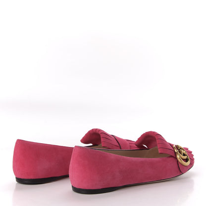 Gucci Kid Scamosciato GG Marmont Fringe Flats 37 Hot Pink 4 of 10