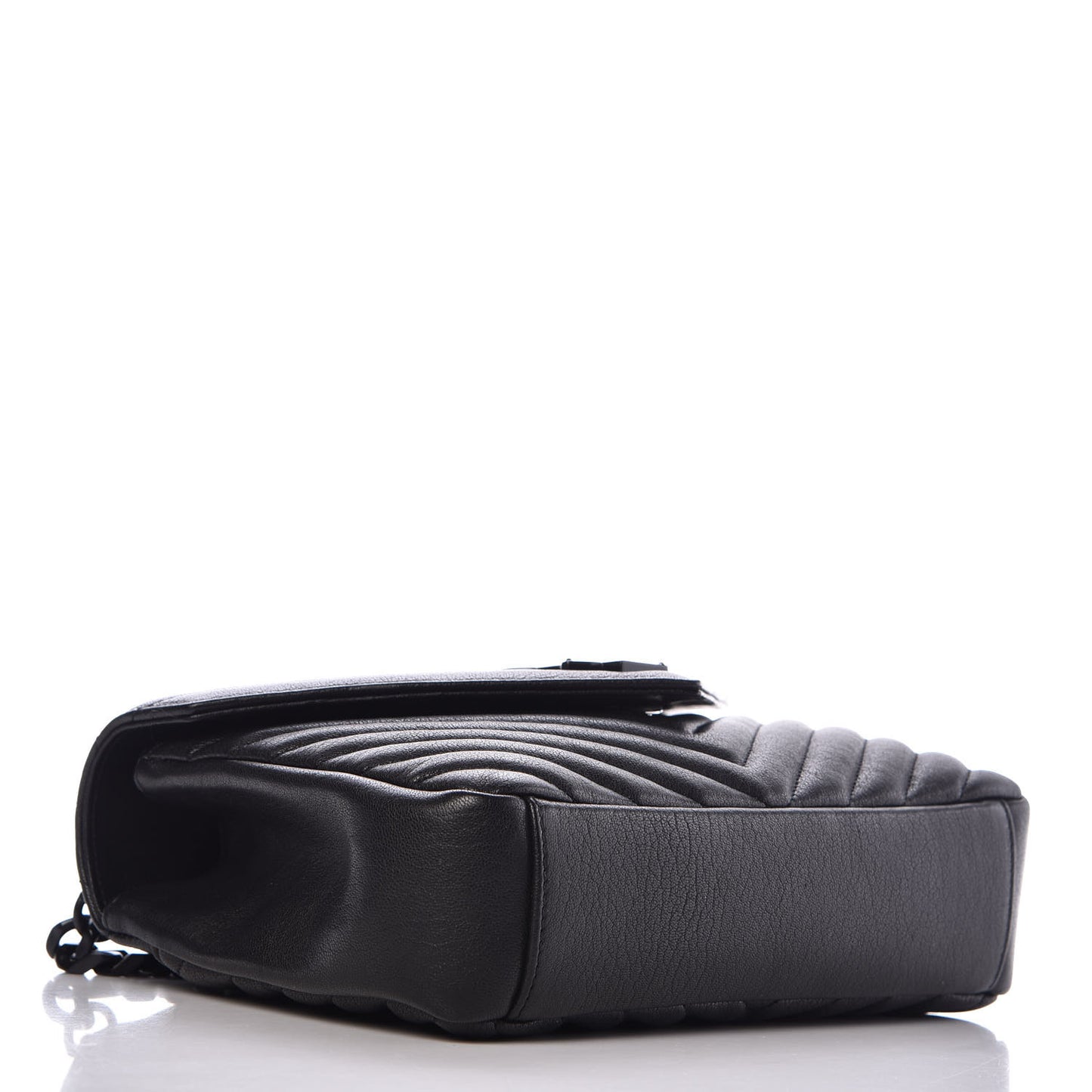 Sheepskin Matelasse Chevron Monogram Medium College Bag Black