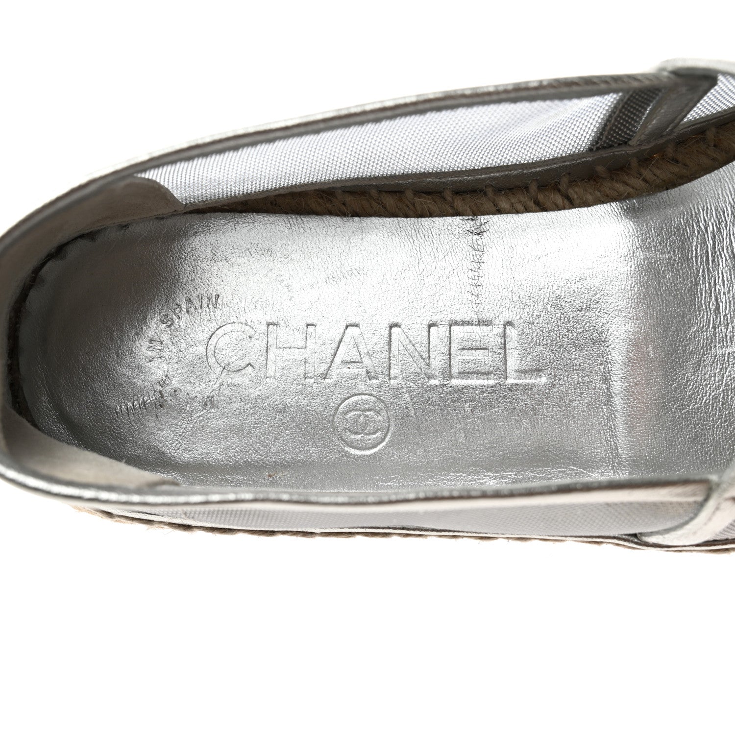 Chanel Mesh Grosgrain CC Espadrilles 35 Silver 7 of 9