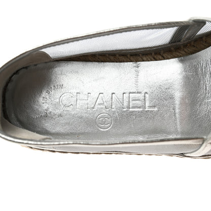 Chanel Mesh Grosgrain CC Espadrilles 35 Silver 7 of 9