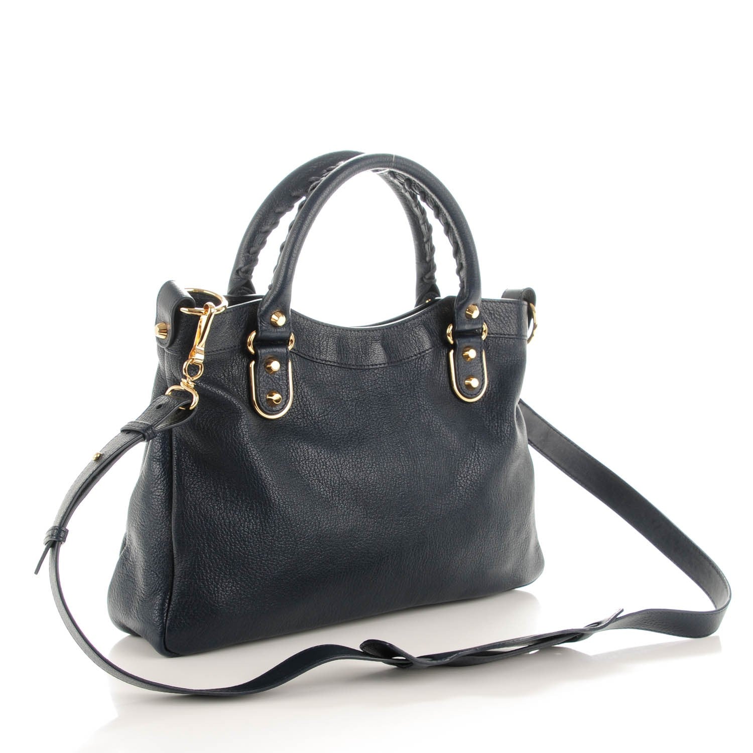 Balenciaga Chevre Gold Metallic Edge Hardware Town Bleu Nuit Dark Sea 3 of 7