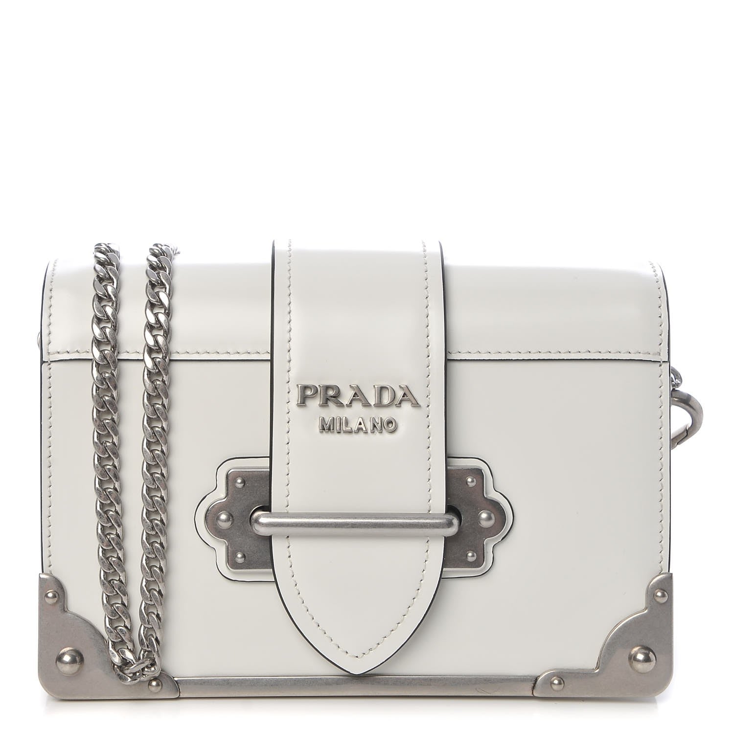 Prada City Calfskin Cahier Chain Wristlet Clutch White 1 of 6