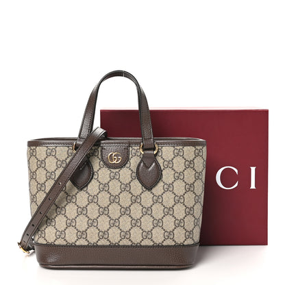 Gucci GG Supreme Monogram Textured Dollar Calfskin Mini Ophidia Shoulder Tote Bag Beige Ebony New Acero 10 of 10