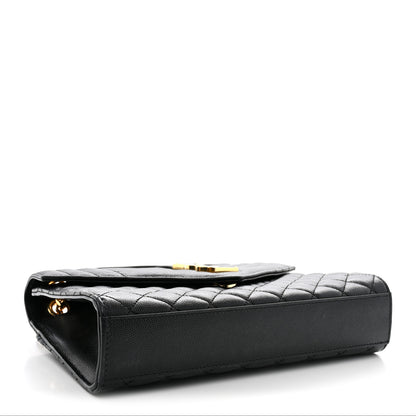 Saint Laurent Grain De Poudre Textured Mixed Matelasse Triquilt Medium Monogram Satchel Black 4 of 12