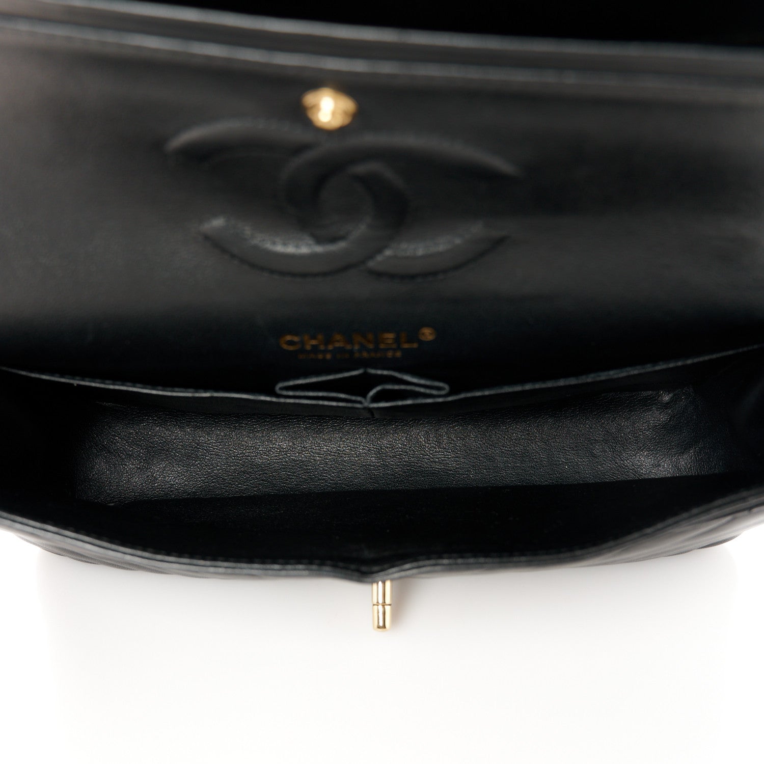 Chanel Lambskin Chevron Quilted Medium Double Flap Black 5 of 11