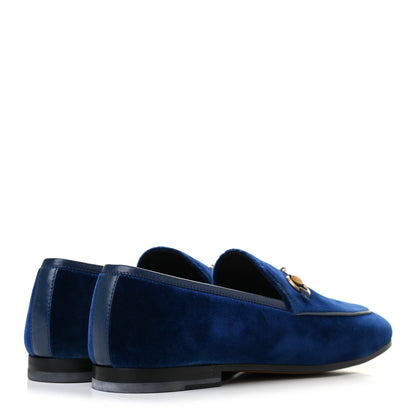 Gucci Velvet Horsebit Womens Jordaan Loafers 37 Blue Cobalt 4 of 8