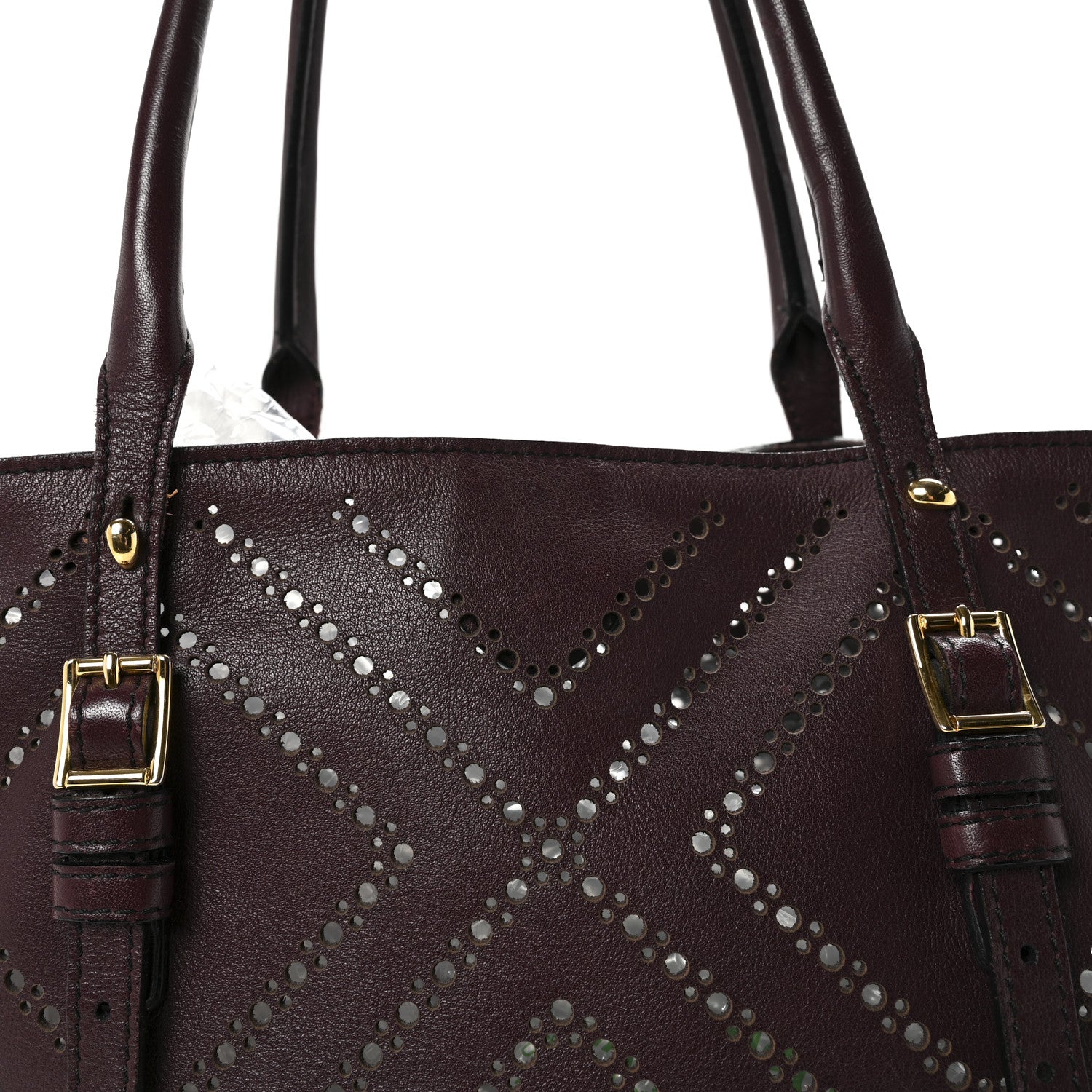 Burberry Calfskin Perforated Medium Salisbury Tote Burgundy 8 of 10