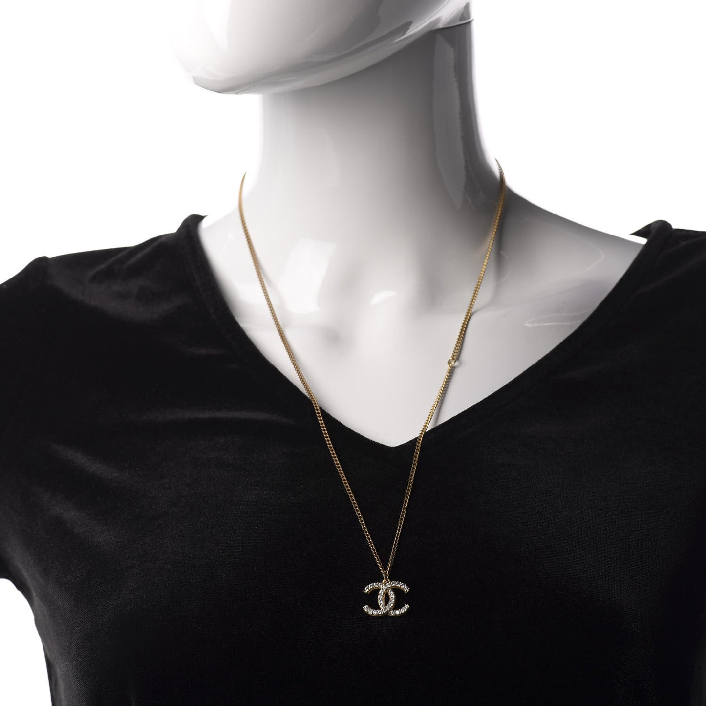 Crystal CC Pendant Necklace Gold