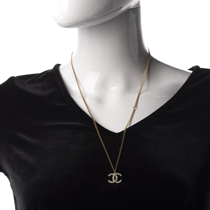 Chanel Crystal CC Pendant Necklace Gold 2 of 6