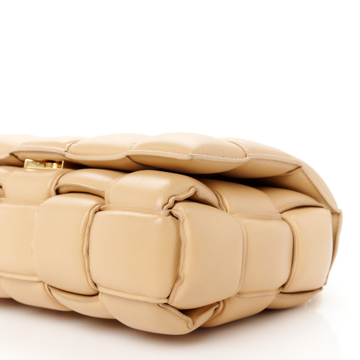 Bottega Veneta Lambskin Maxi Intreccio Padded Chain Cassette Crossbody Bag Almond 11 of 12