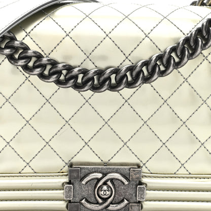 Chanel Metallic Patent Calfskin Quilted Medium Boy Flap Silver 7 of 9