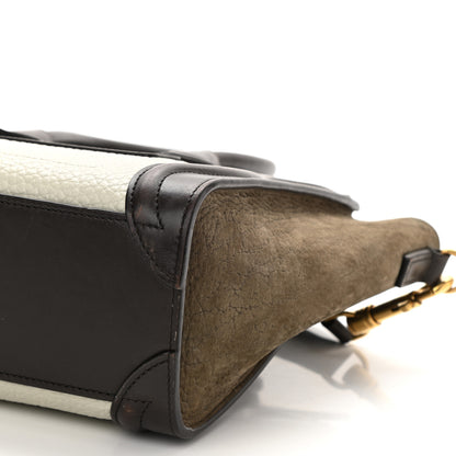 Celine Bullhide Calfskin Suede Nano Tri-Color Luggage White 8 of 9