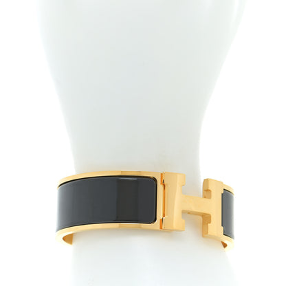 Hermes Enamel Wide Clic Clac H Bracelet GM Black 2 of 6