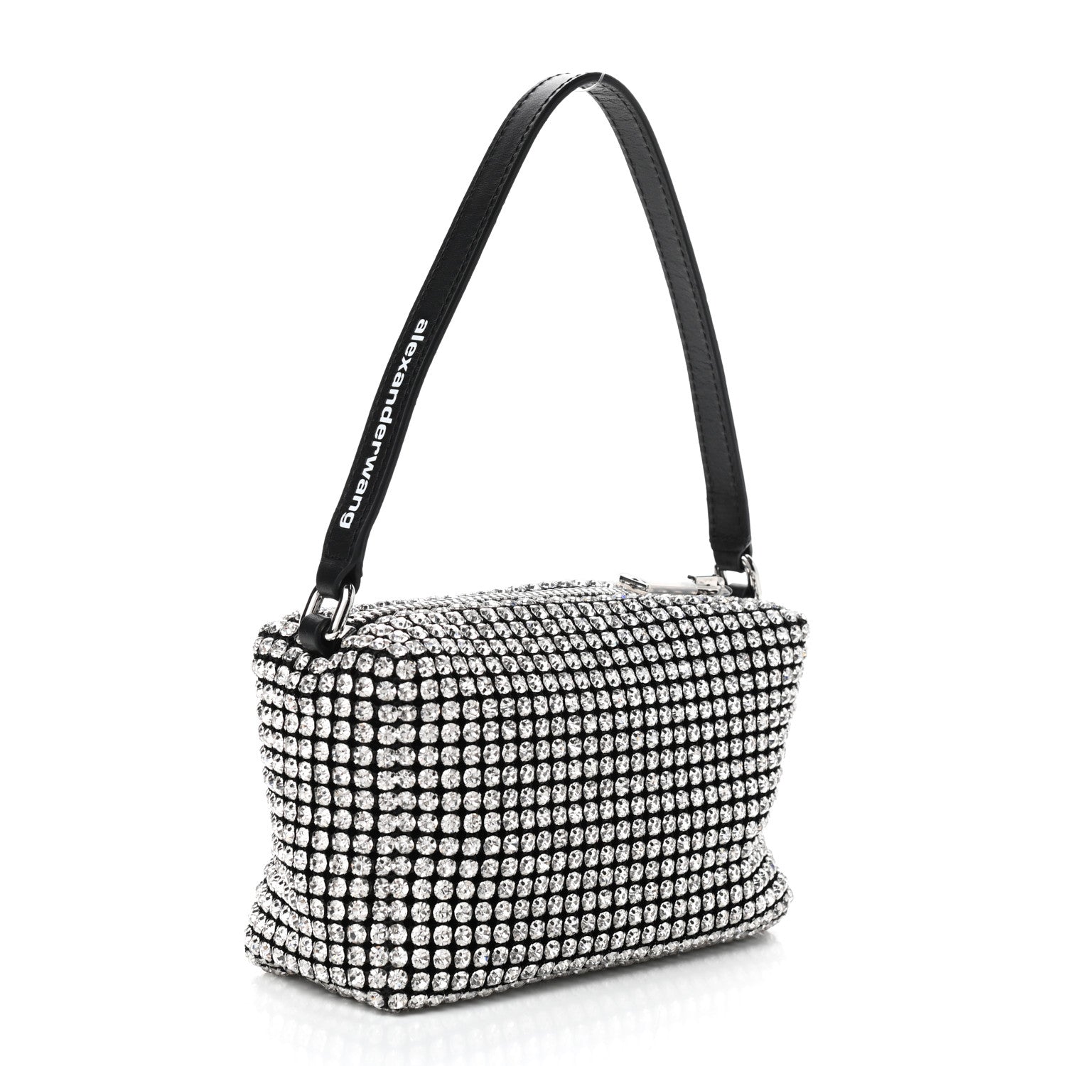 Alexander Wang Mesh Crystal Rhinestone Mini Heiress Pouch Black Silver 3 of 8