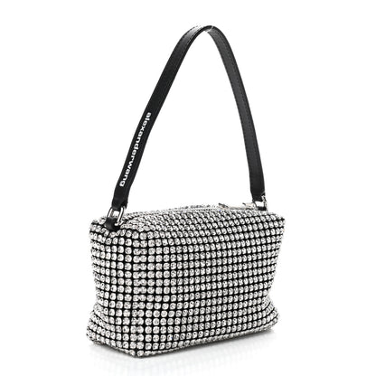 Alexander Wang Mesh Crystal Rhinestone Mini Heiress Pouch Black Silver 3 of 8