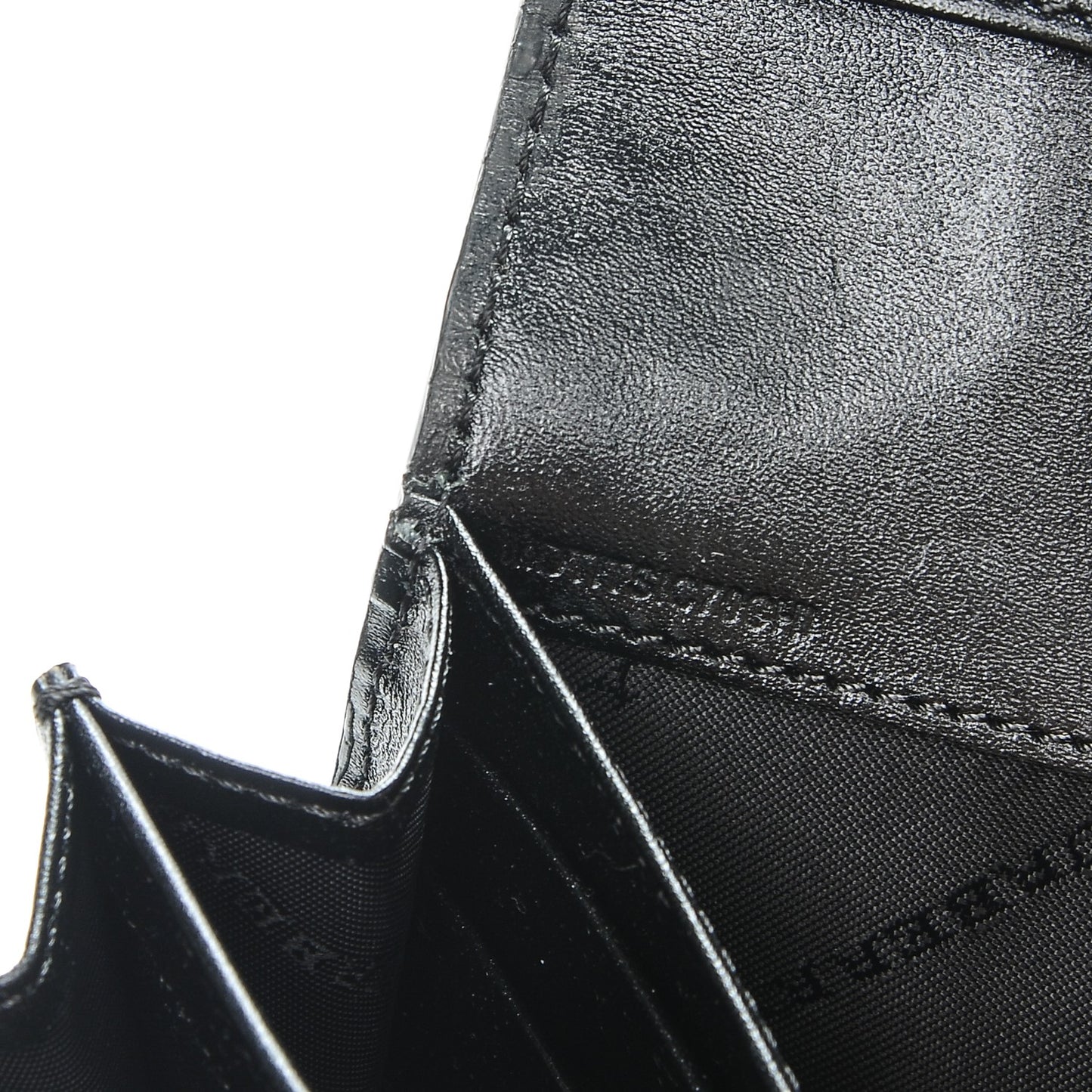 Signature Grain Calfskin Check Embossed Continental Wallet Black