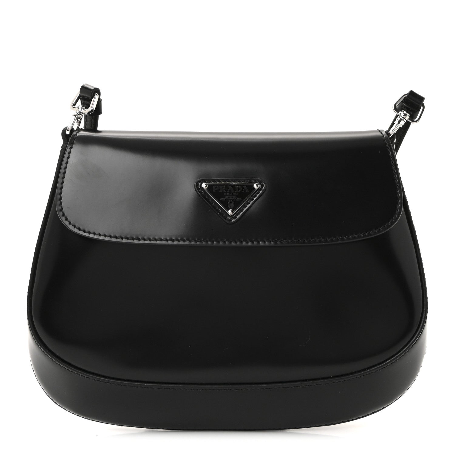 Prada Spazzolato Cleo Flap Shoulder Bag Black 1812475 – FASHIONPHILE