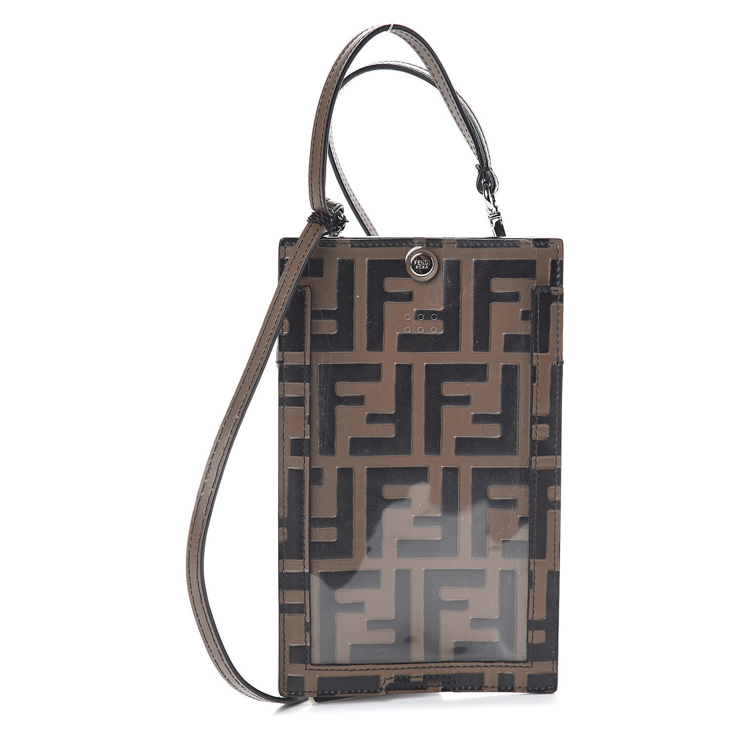 Calfskin FF 1974 Embossed X Lanyard Case Maya Black